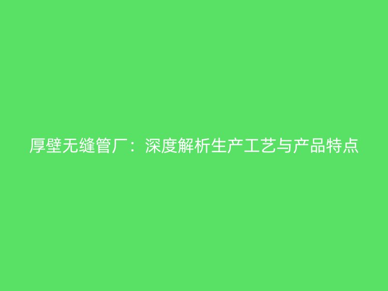 厚壁無縫管廠:深度解析生產(chǎn)工藝與產(chǎn)品特點(diǎn)
