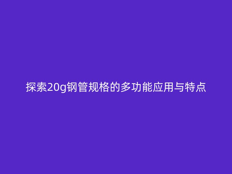探索20g鋼管規格的多功能應用與特點