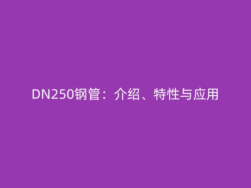 DN250鋼管：介紹、特性與應用