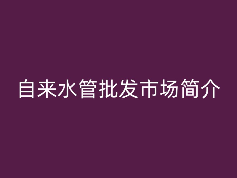 自來水管批發(fā)市場(chǎng)簡(jiǎn)介