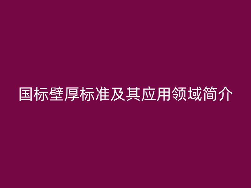 國標壁厚標準及其應用領域簡介