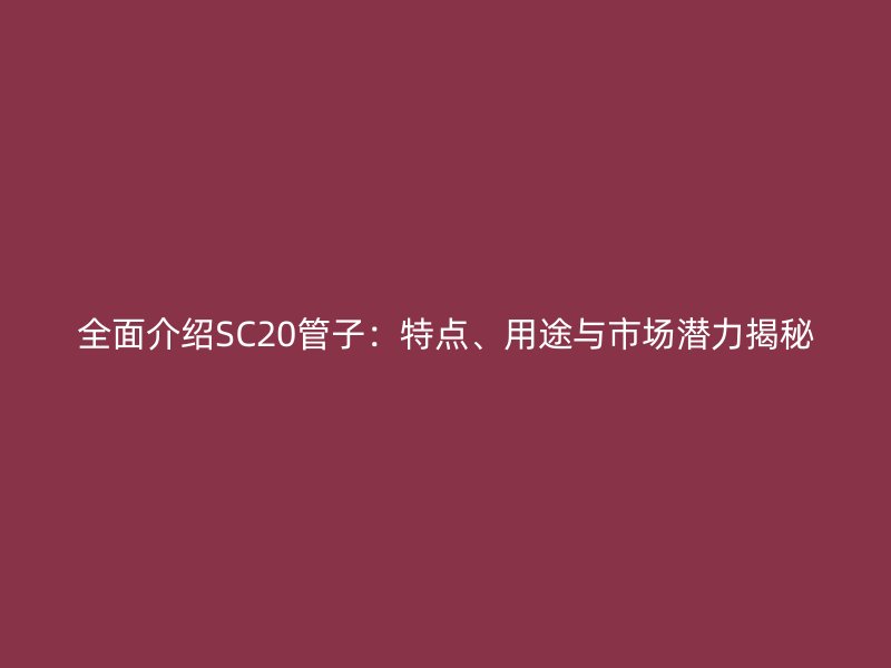 全面介紹SC20管子：特點、用途與市場潛力揭秘