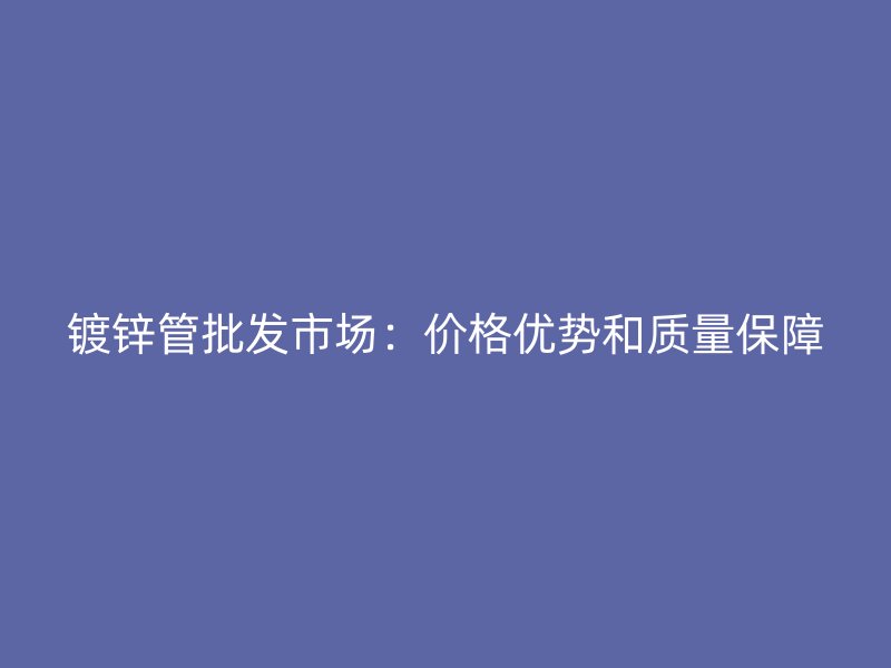 鍍鋅管批發市場：價格優勢和質量保障