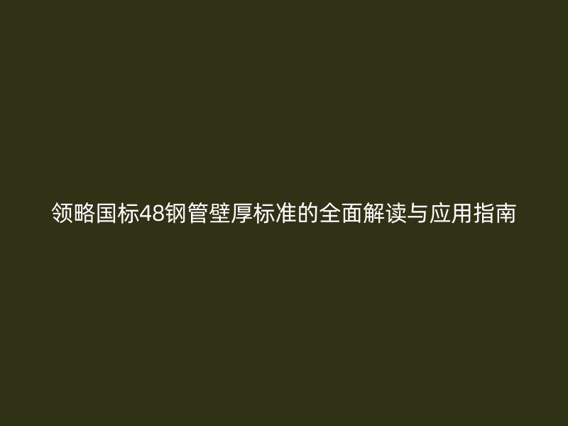 領略國標48鋼管壁厚標準的全面解讀與應用指南