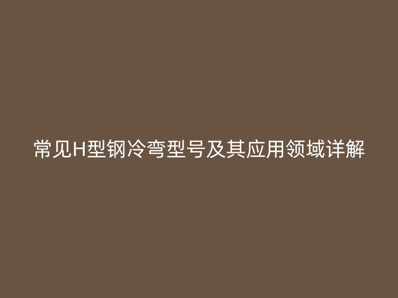 常見H型鋼冷彎型號及其應用領域詳解