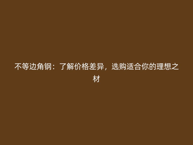 不等邊角鋼：了解價格差異，選購適合你的理想之材
