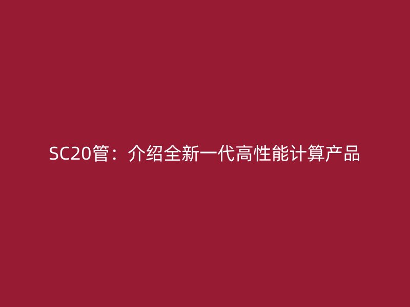 SC20管：介紹全新一代高性能計算產品