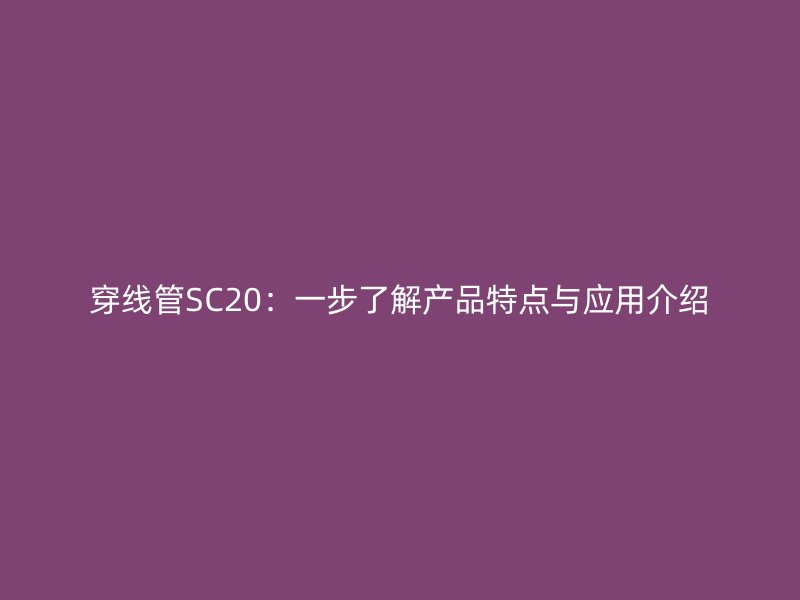 穿線管SC20：一步了解產品特點與應用介紹