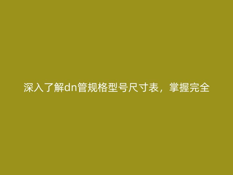 深入了解dn管規格型號尺寸表，掌握完全