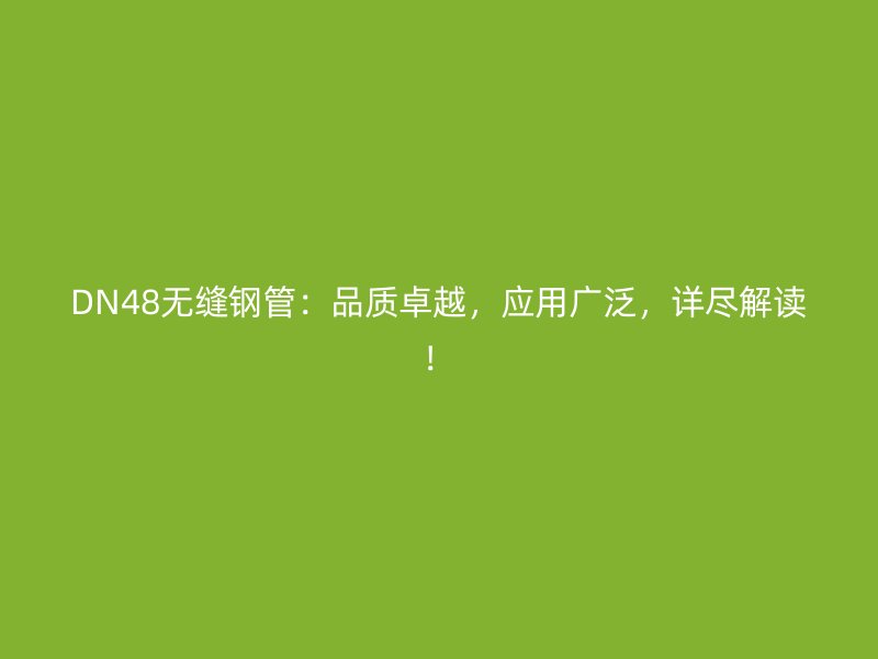 DN48無縫鋼管：品質卓越，應用廣泛，詳盡解讀！